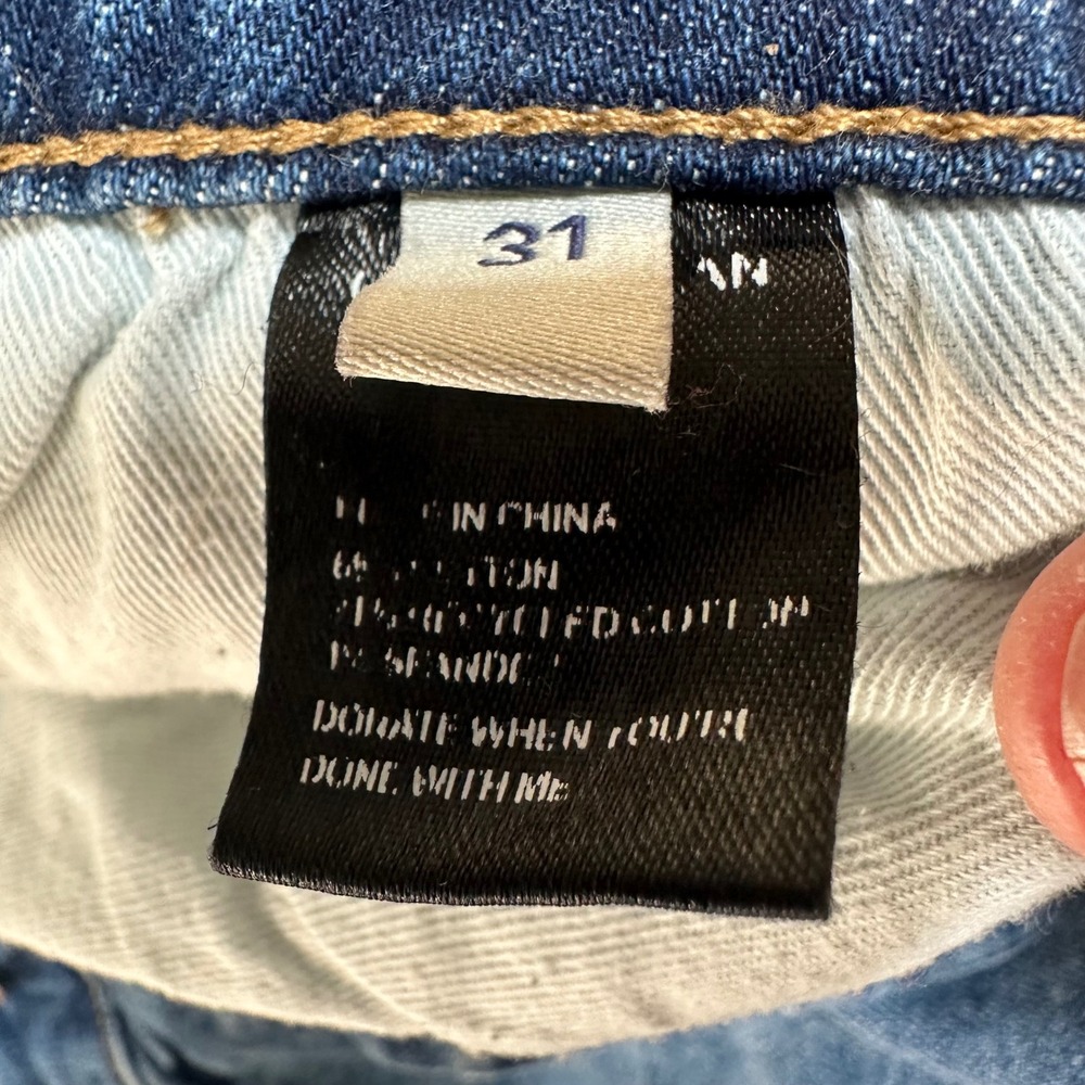 Oliver Logan Ludlow Denim Shorts Medium Wash Raw Hem Size 31 90s Minimalist - Picture 6 of 7